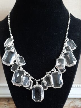 Avon Silver-Tone And Crystal-look Statement Necklace